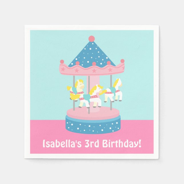 Merry Go Round Carousel Birthday Party Supplies Napkin (Front)