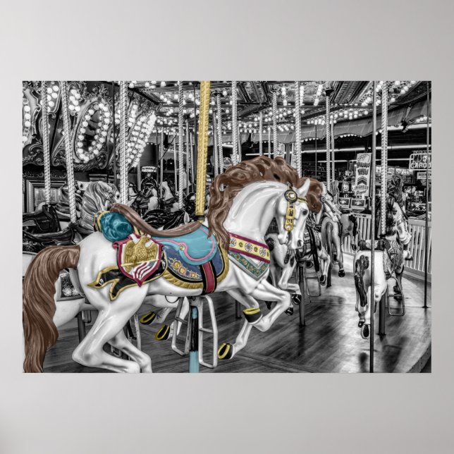 Merry Go Round Carousel Photography Poster (Front)