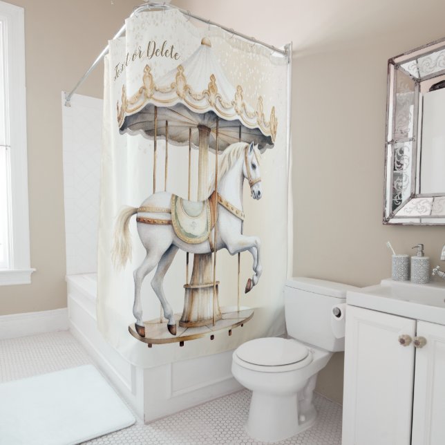 Merry Go Round Circus Carnival Beautiful Cute Shower Curtain (In Situ)