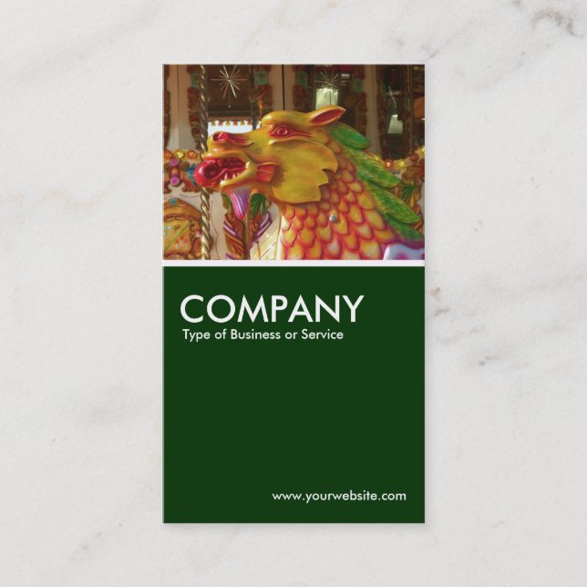 Merry-go-round Dragon - Dark Green Business Card (Front)