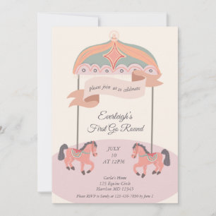 Merry Go Round First Birthday Invitation