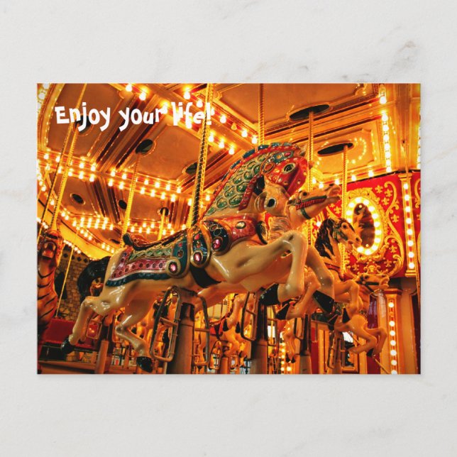 Merry go round holiday postcard (Front)