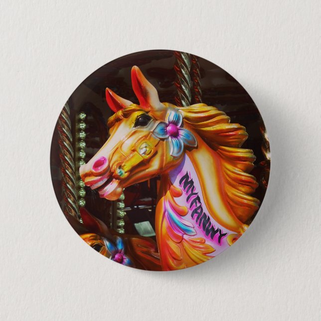 Merry-go-round Horse 6 Cm Round Badge (Front)