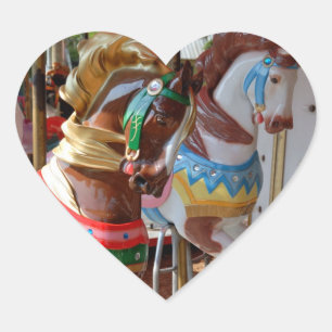 Merry-Go-Round Horses Heart Sticker