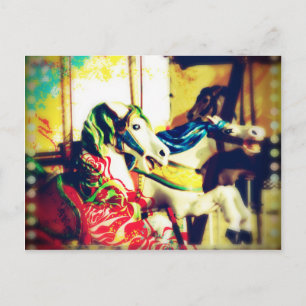 Merry-Go-Round Horses Summer Flashback Digital Art Holiday Postcard