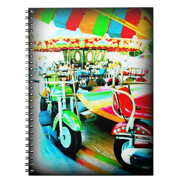 Merry Go Round Motor bikes at the Carnival Notebook (Front)