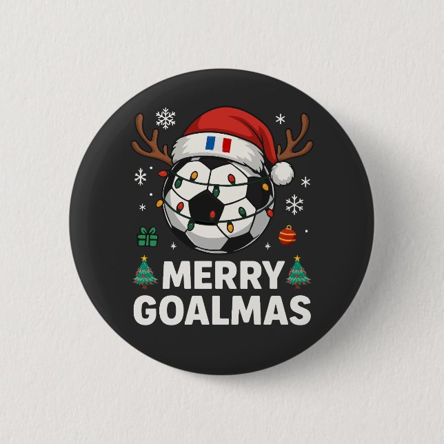 Merry Goalmas France - Funny Soccer Christmas 6 Cm Round Badge (Front)