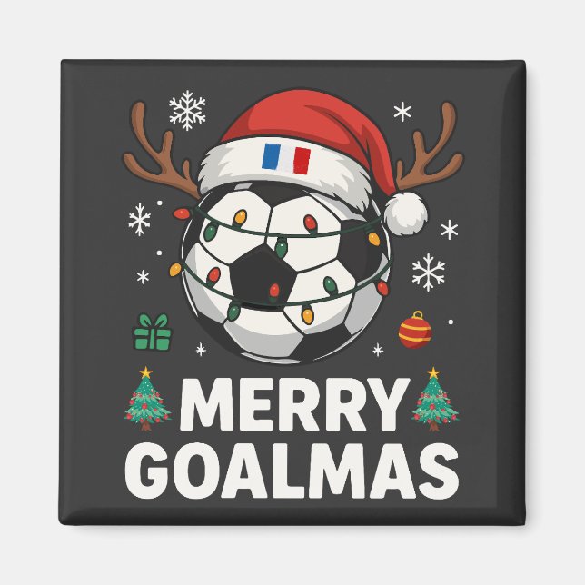 Merry Goalmas France - Funny Soccer Christmas Magnet (Front)