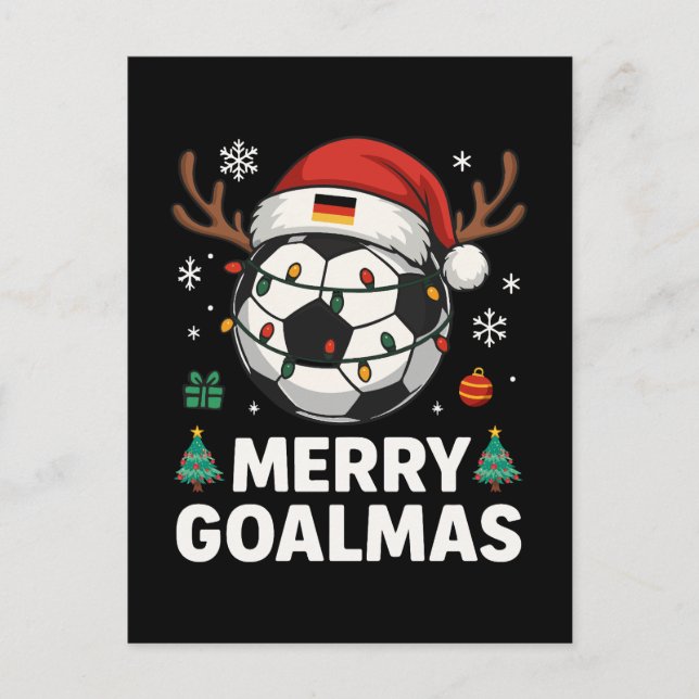 Merry Goalmas - Funny Soccer Christmas Postcard (Front)