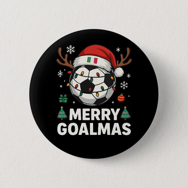 Merry Goalmas Italy - Funny Soccer Christmas 6 Cm Round Badge (Front)