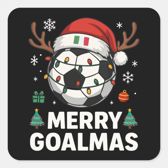 Merry Goalmas Italy - Funny Soccer Christmas Square Sticker (Front)