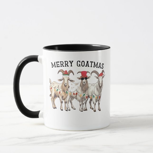 Merry Goatmas Animal Goat Lover Merry Christmas  Mug (Left)