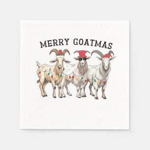 Merry Goatmas Animal Goat Lover Merry Christmas Napkin