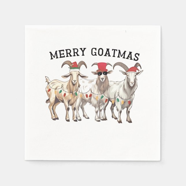 Merry Goatmas Animal Goat Lover Merry Christmas  Napkin (Front)