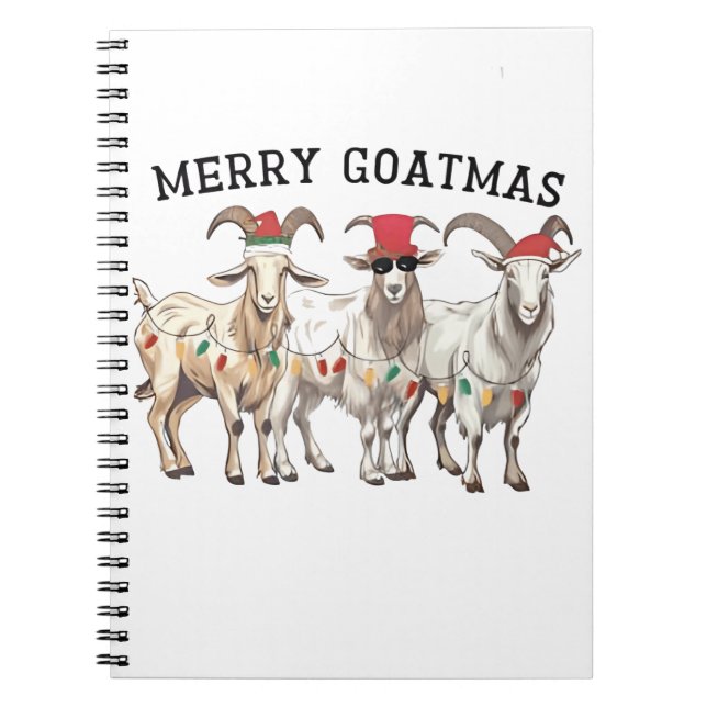 Merry Goatmas Animal Goat Lover Merry Christmas Notebook (Front)