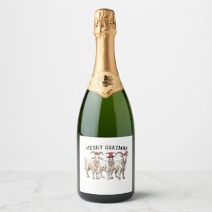 Merry Goatmas Animal Goat Lover Merry Christmas Sparkling Wine Label