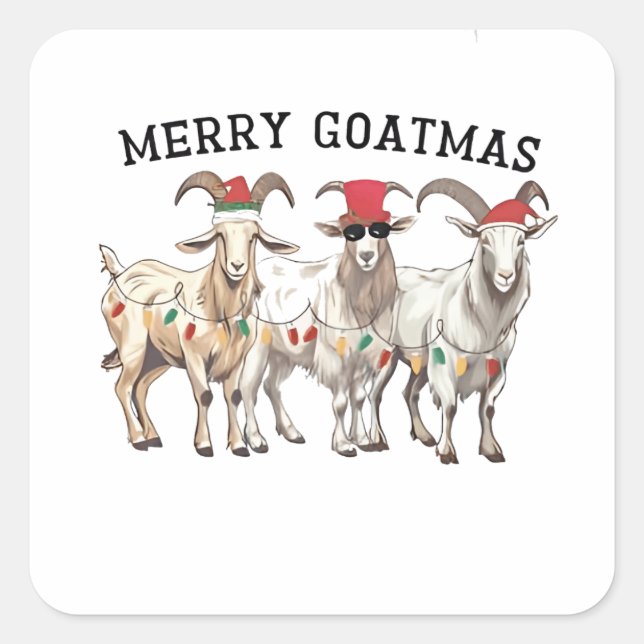 Merry Goatmas Animal Goat Lover Merry Christmas  Square Sticker (Front)