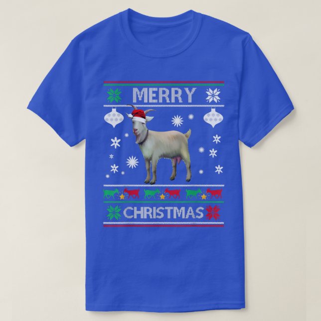Merry Goatmas Christmas Goat Lovers Ugly Christmas T-Shirt (Design Front)