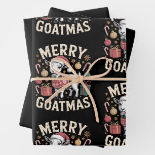 Merry Goatmas Christmas Goat Xmas Hat Ugly Sweater Wrapping Paper Sheet