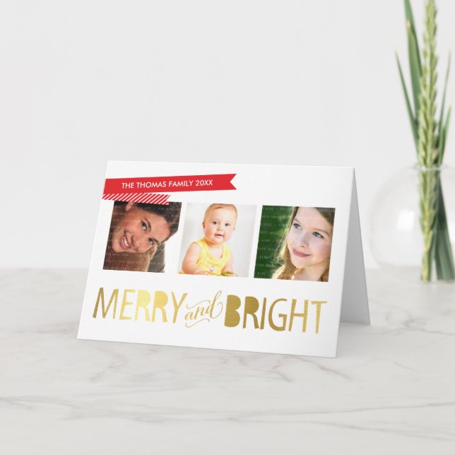 MERRY GOLD PHOTO HOLIDAY cute modern typography (Front)