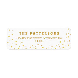 Merry Gold Tone Polkadot Return Address Labels