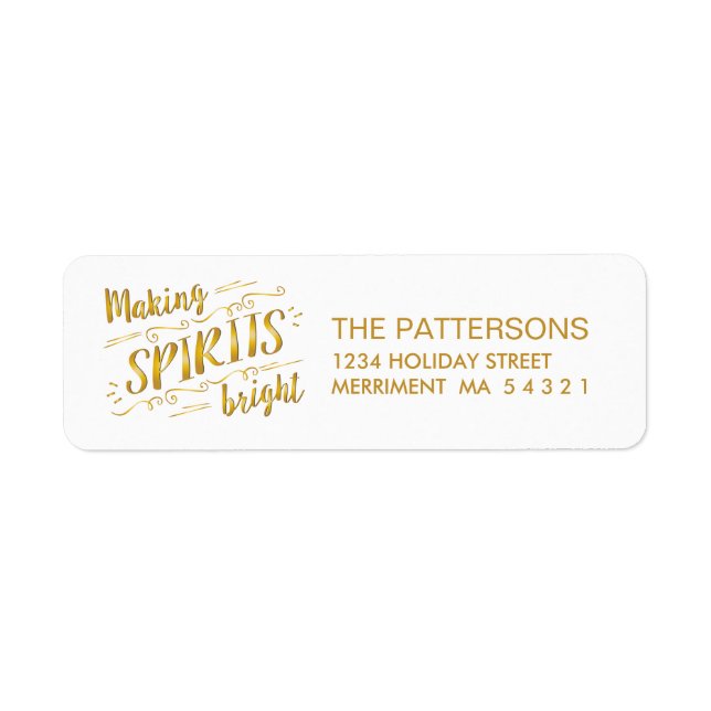 Merry Gold Tone Return Address Labels (Front)