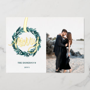 Merry Golden Christmas Ereath Foil Holiday Card