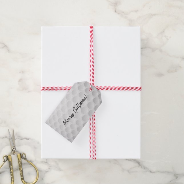 Merry Golfmas Golf Ball Design Gift Tag (With Twine)