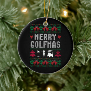 Merry Golfmas Golf Golfing Golfer Ugly Christmas Ceramic Tree Decoration