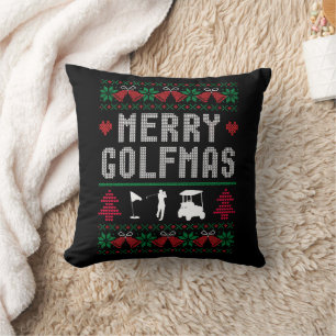 Merry Golfmas Golf Golfing Golfer Ugly Christmas Cushion