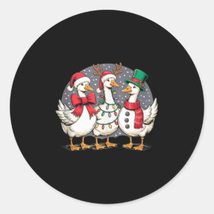 Merry Goose Funny Christmas Silly Humor Family Chr Classic Round Sticker