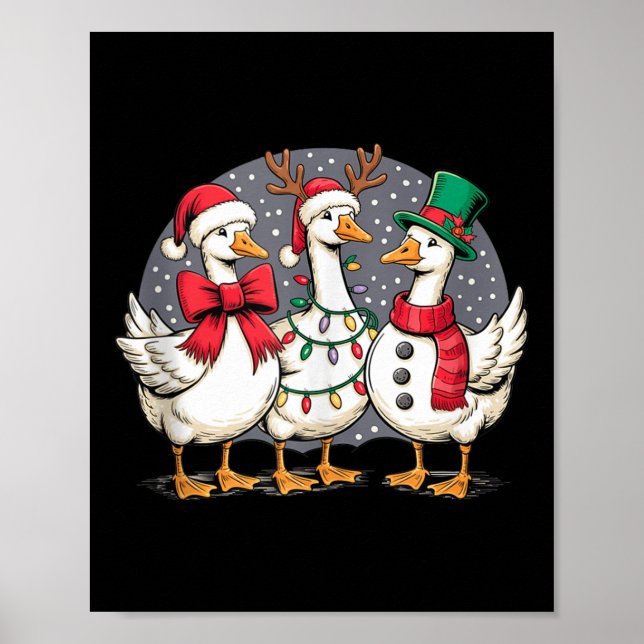 Merry Goose Funny Christmas Silly Humor Family Chr Poster (Front)