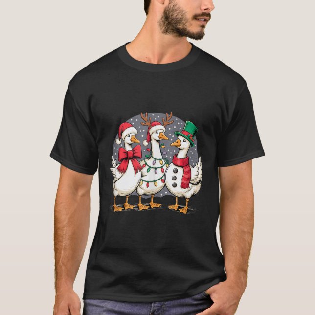 Merry Goose Funny Christmas Silly Humor Family Chr T-Shirt (Front)