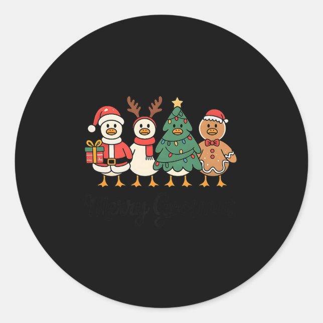 Merry Goose On The Loose Funny Christmas Silly Hum Classic Round Sticker (Front)