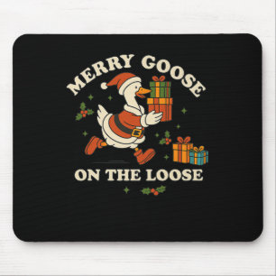 Merry Goose On The Loose Funny Christmas Silly Hum Mouse Mat