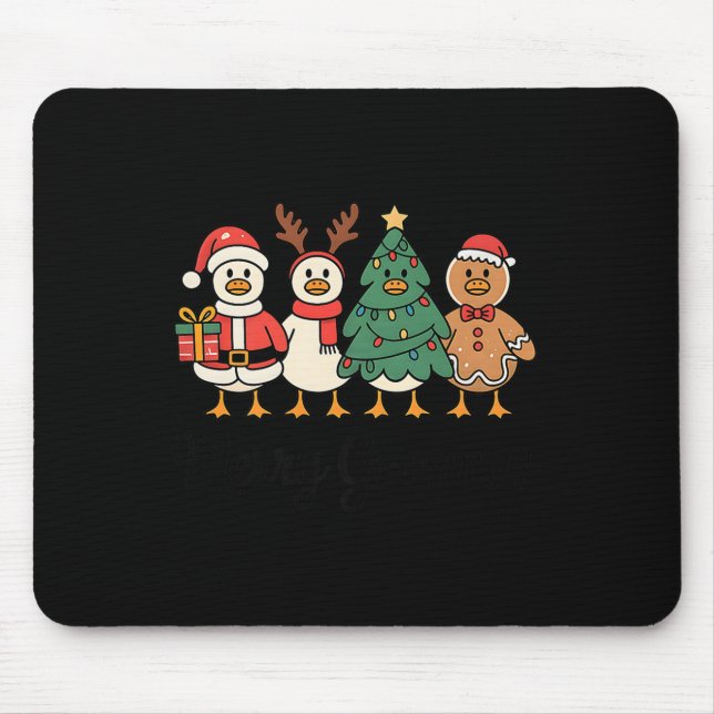 Merry Goose On The Loose Funny Christmas Silly Hum Mouse Mat (Front)