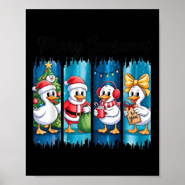 Merry Goosemas Christmas Cheer Festive Ducks  Poster (Front)