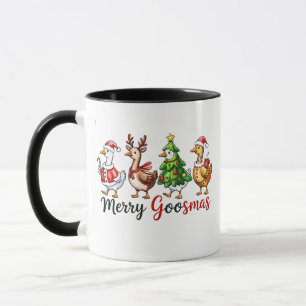 Merry Goosemas Christmas Goose Wearing Santa Hat Mug