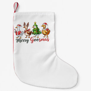 Merry Goosemas Christmas Goose Wearing Santa Hat Small Christmas Stocking