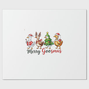  Merry Goosemas Christmas Goose Wearing Santa Hat Wrapping Paper
