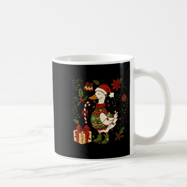 Merry Goosemas Christmas Lights Goose Duck Boho Fl Coffee Mug (Right)