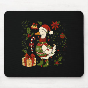 Merry Goosemas Christmas Lights Goose Duck Boho Fl Mouse Mat