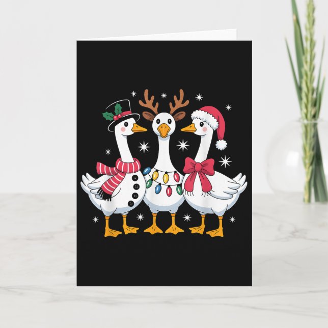 Merry Goosemas Christmas Silly Goose Xmas Lights M Card (Front)