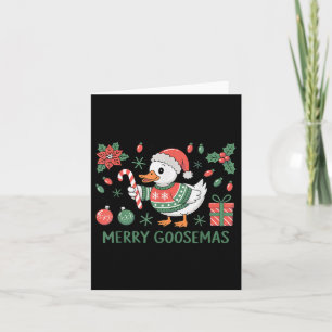 Merry Goosemas Cute Christmas Goose Santa Hat Ligh Card