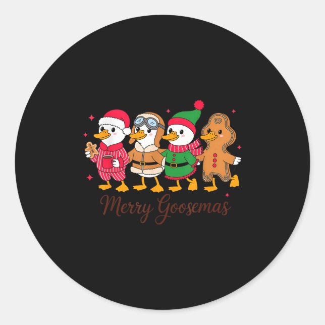 Merry Goosemas Cute Festive Goose Christmas  Classic Round Sticker (Front)