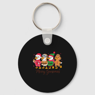 Merry Goosemas Cute Festive Goose Christmas Key Ring
