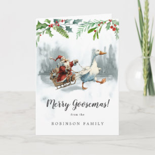 Merry Goosemas Fun Vintage Family Christmas Card