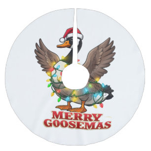 Merry Goosemas Funny Christmas Goose Xmas Brushed Polyester Tree Skirt