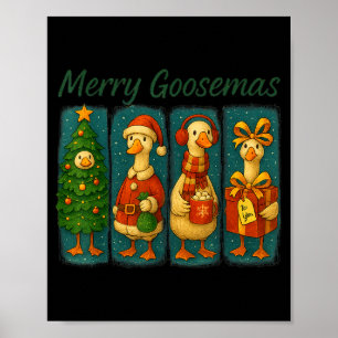Merry Goosemas Funny Festive Goose Brushstroke Chr Poster