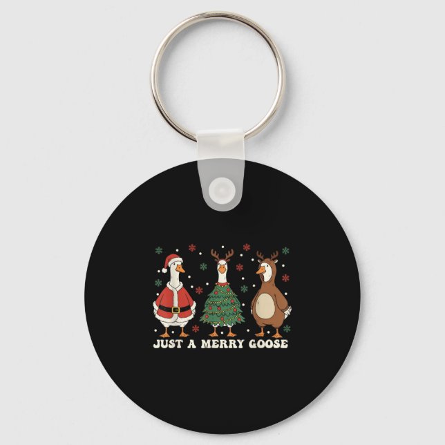Merry Goosemas Santa Christmas Matching Family Chr Key Ring (Front)